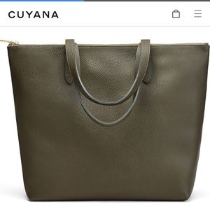 CUYANA soft leather tote bag olive pebble grain leather hard to find!